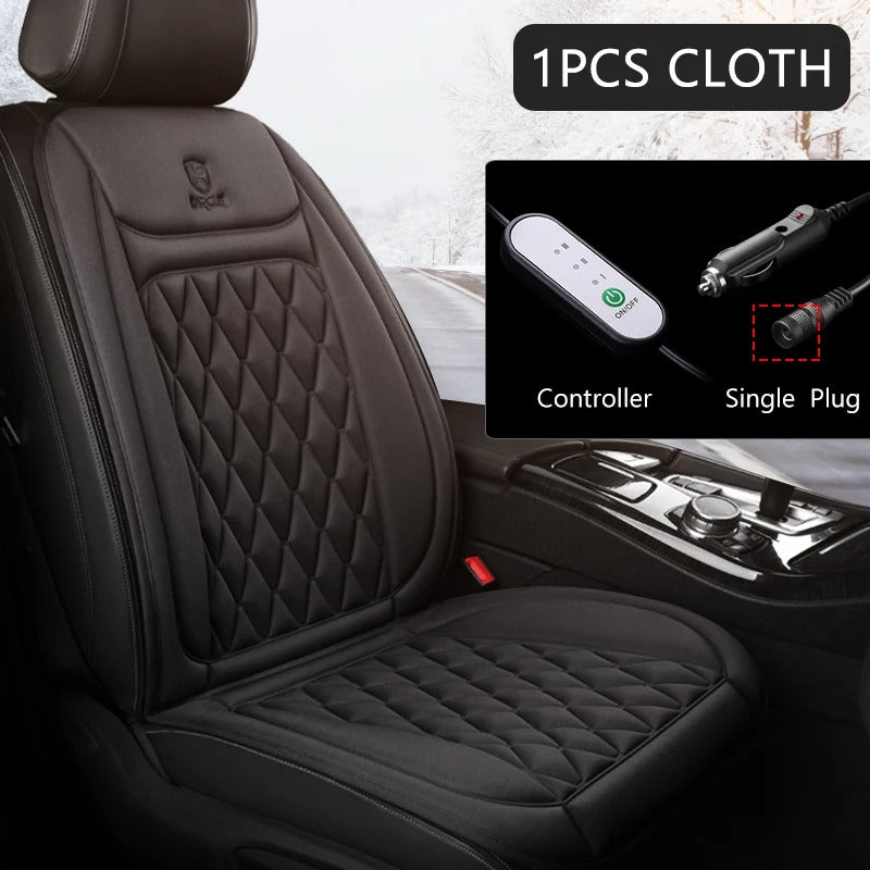 Universal 12V Heated Car Seat Cushion – Flannel/Cloth Winter Warmer with Adjustable Modes