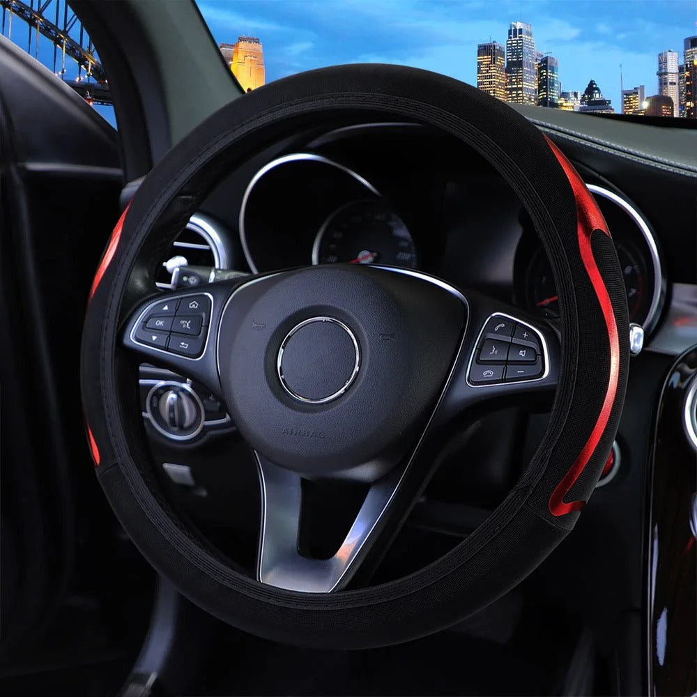 Premium Shiny PU Leather Steering Wheel Cover – Fits 14.5–15 Inch Wheels | No Inner Ring | Stylish & Durable Car Accessory
