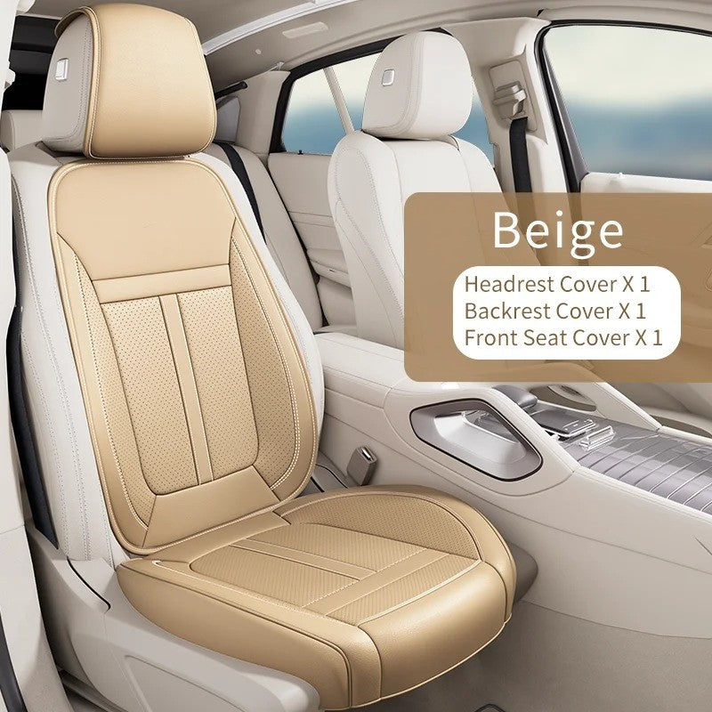 Full Set Nappa Leather Car Seat Covers – Waterproof, Universal Fit with Surround Bottom Design | Luxury Seat Protector for Cars, SUVs, Pickups