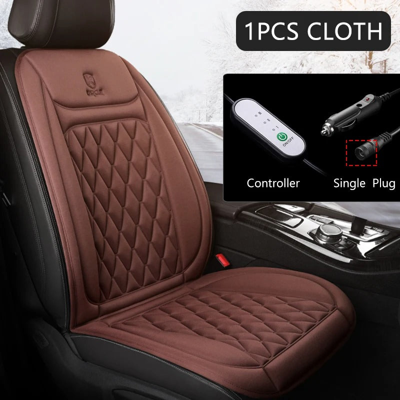 Universal 12V Heated Car Seat Cushion – Flannel/Cloth Winter Warmer with Adjustable Modes