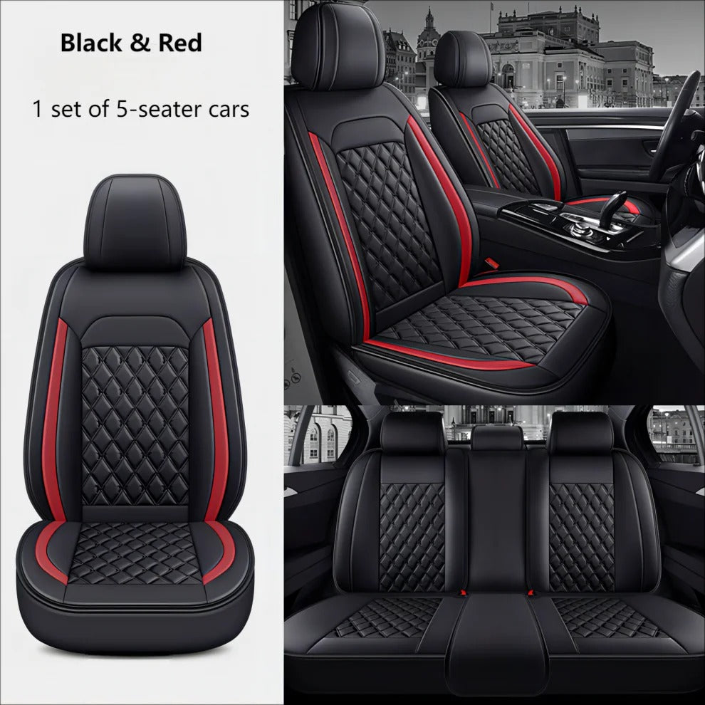 Full Set PU Leather Car Seat Covers - 3D Wrap-Around Design, Breathable and Comfortable for 5-Seater Cars