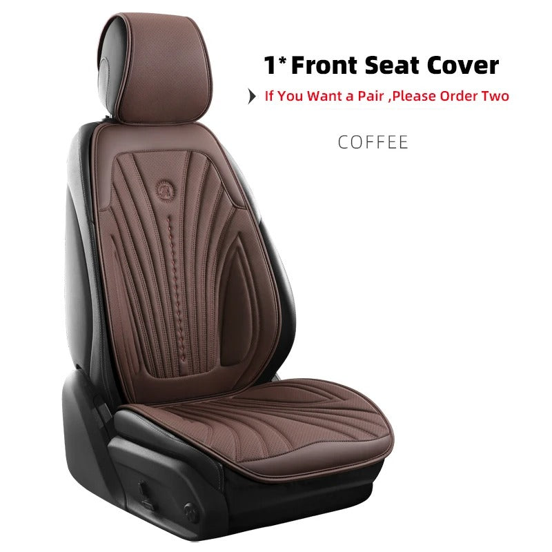 Universal Pink and White Car Seat Cover - Breathable Leather Protector Mat with Anti-Slip Design