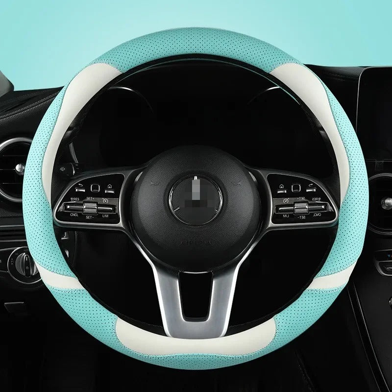 Premium Nappa Leather Steering Wheel Cover – Anti-Slip Universal Fit for Cars, SUVs, Vans, and Trucks