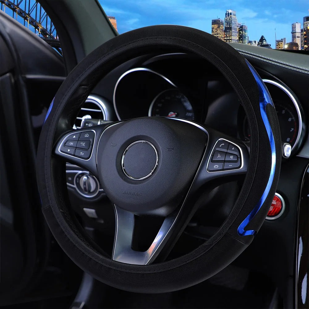Premium Shiny PU Leather Steering Wheel Cover – Fits 14.5–15 Inch Wheels | No Inner Ring | Stylish & Durable Car Accessory
