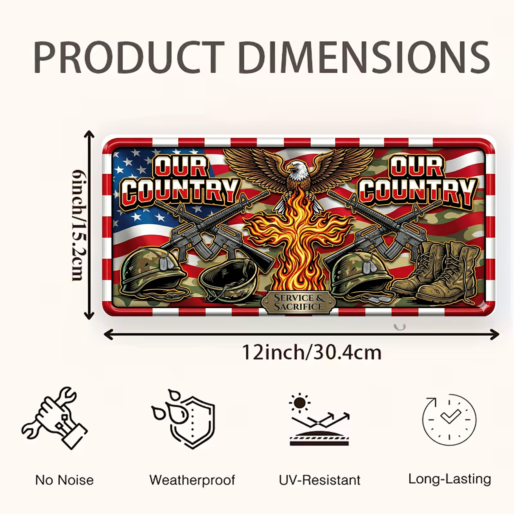 250 Years “FOUR COUNTRY” 2D Eagle Design License Plate Frame – Waterproof Aluminum Decorative Cover - Delicate Leather  