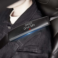 Daddy Drive Safe Car Seat Belt Covers (2PCS), Custom For Your Cars, Microfiber Leather Seat Belt Shoulder Pads for More Comfortable Driving, Father's Day Gift, Car Accessories