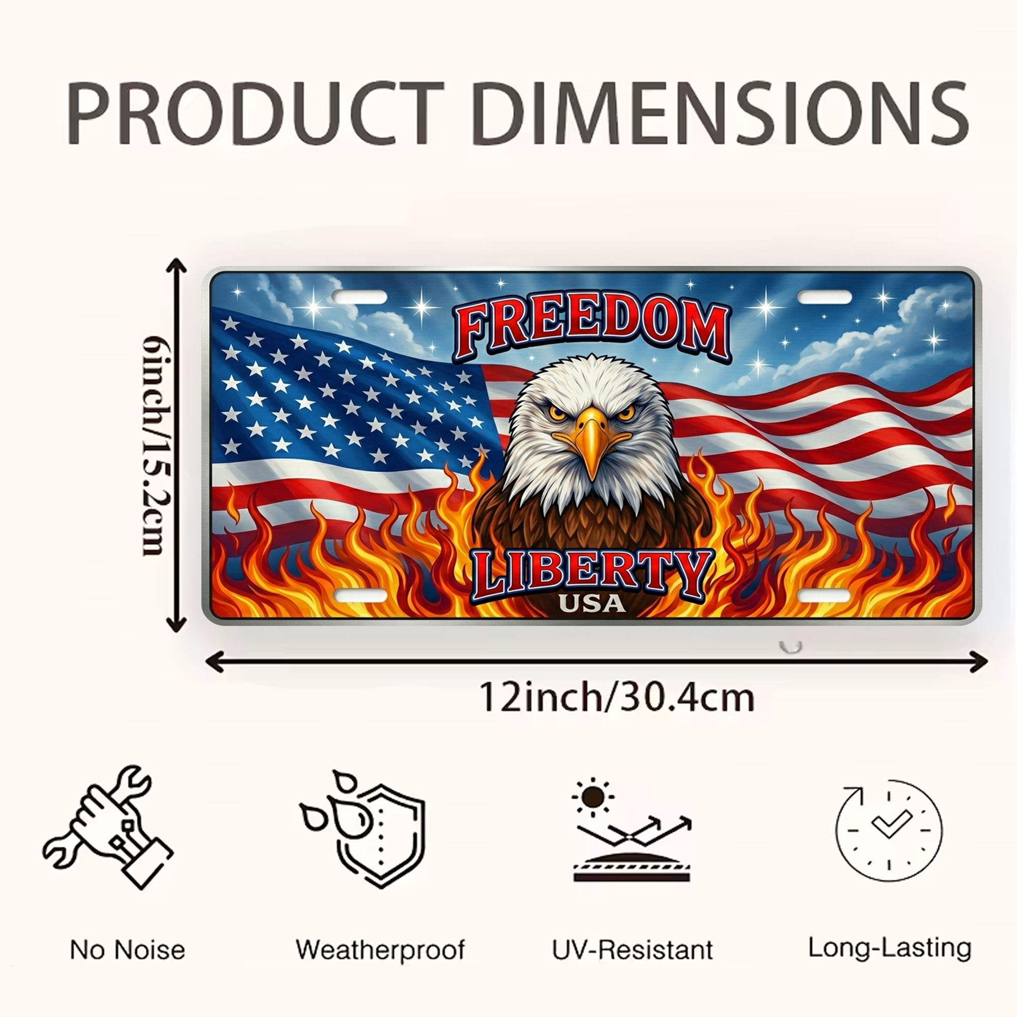 250 Years Of FREEDOM LIBERTY USA 2D Design License Plate Frame – Waterproof Aluminum Decorative Cover - Delicate Leather  