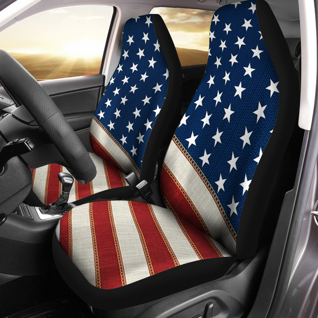 American Freedom Flag Car Seat Cover – Patriotic Design Seat Protector - Delicate Leather