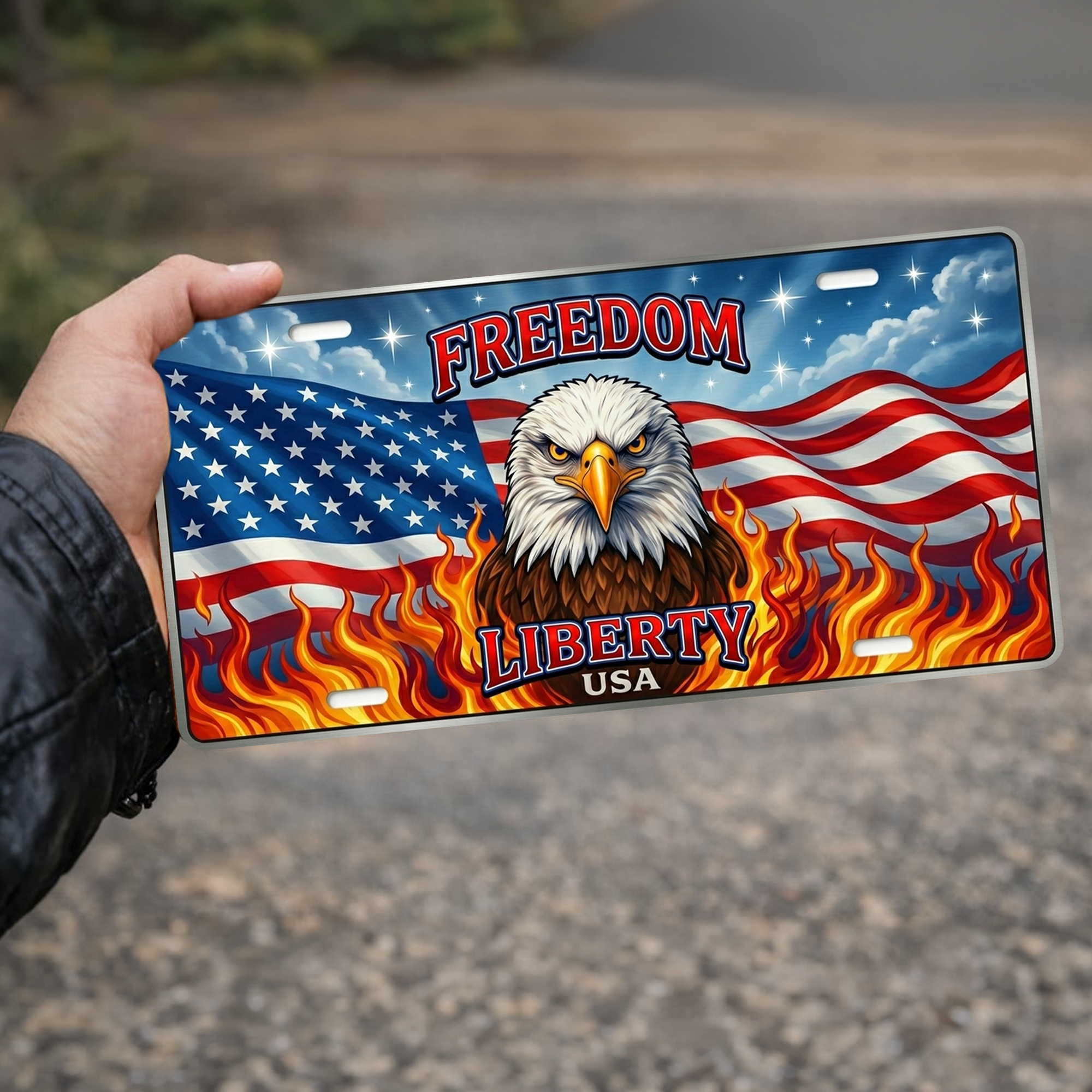 250 Years Of FREEDOM LIBERTY USA 2D Design License Plate Frame – Waterproof Aluminum Decorative Cover - Delicate Leather  