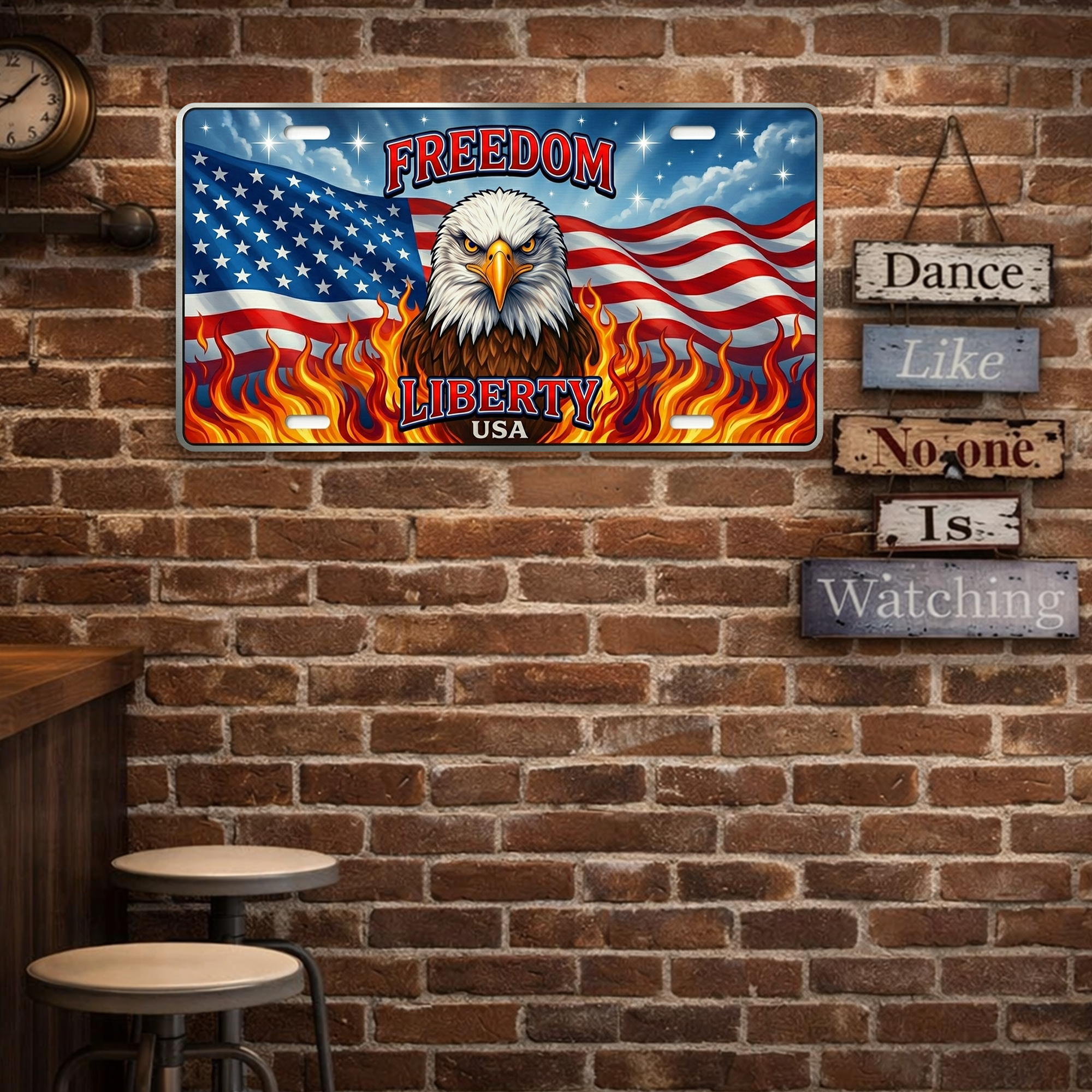 250 Years Of FREEDOM LIBERTY USA 2D Design License Plate Frame – Waterproof Aluminum Decorative Cover - Delicate Leather  