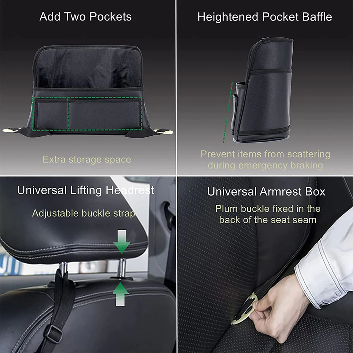 Car Purse Holder for Car Handbag Holder Between Seats Premium PU Leather, Custom Fit For Car, Hanging Car Purse Storage Pocket Back Seat Pet Barrier DLMA223