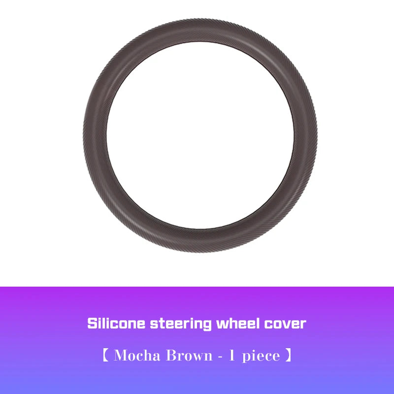 15 Inch Car Steering Wheel Protective Cover – Non-Slip Silicone Wheel Cover for 37–38cm Steering Wheels - Delicate Leather  