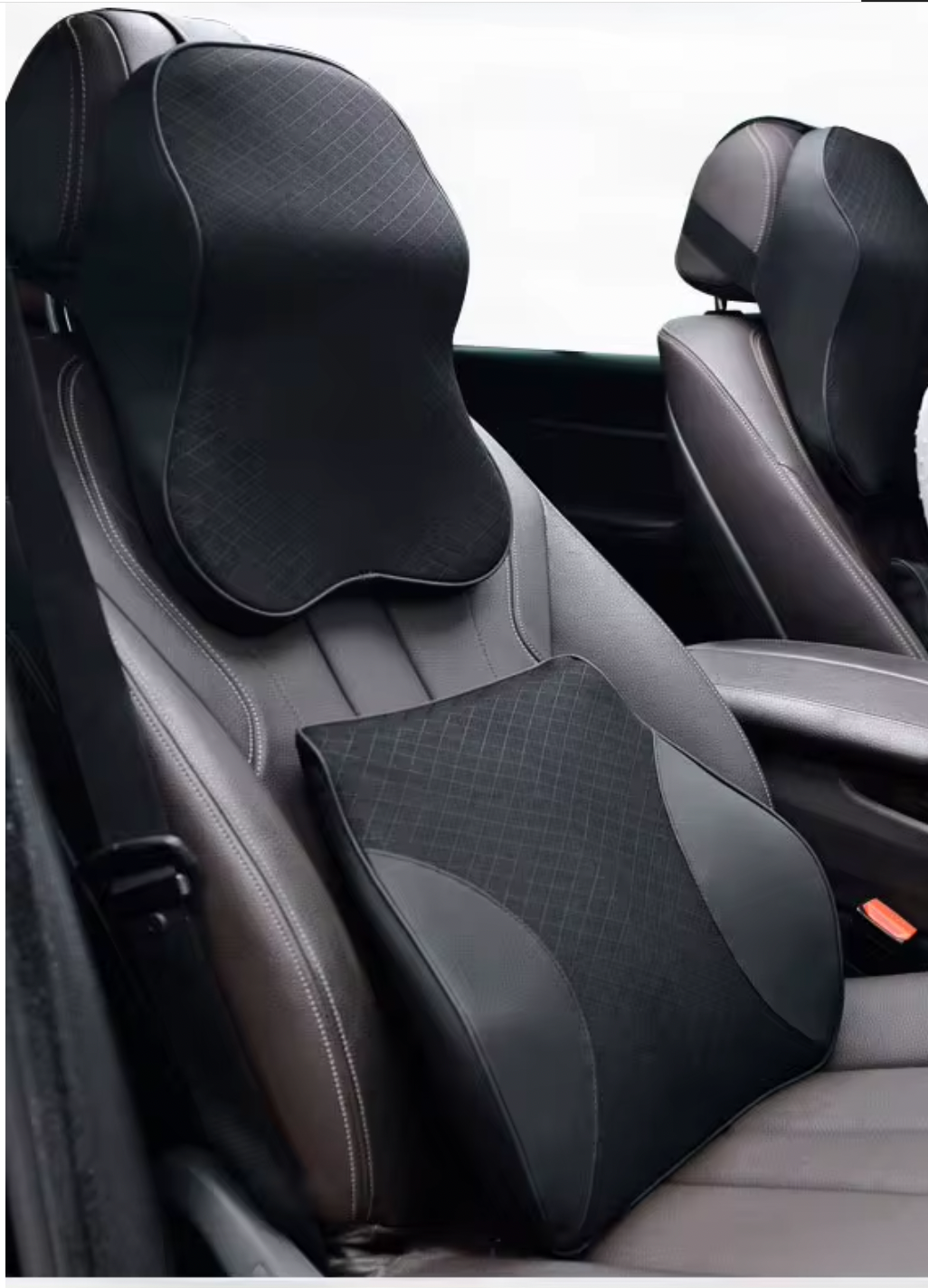 Premium Memory Foam Car Lumbar and Neck Pillow Car Seat Neck Pillow Waist Cushion for Neck Pain and Headrest Support