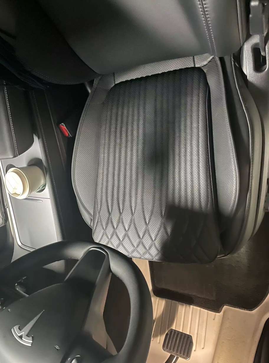 Luxury Leather Car Seat Cushion – Breathable, Non-Slip Support Pad for Universal Fit - Delicate Leather  