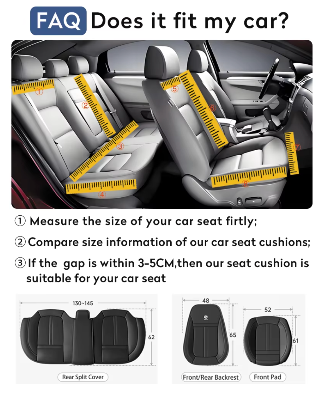 Nappa Leather Car Seat Covers – Waterproof, Universal Fit with Surround Bottom Design | Luxury Seat Protector for Cars, SUVs, Pickups - Delicate Leather  