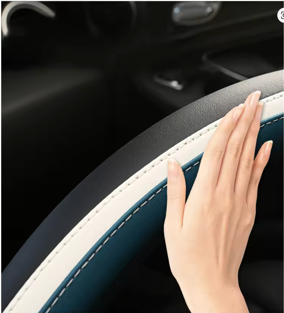 Anti-Slip Leather Steering Wheel Cover – Universal 38cm O/D Shape Fashion Style - Delicate Leather