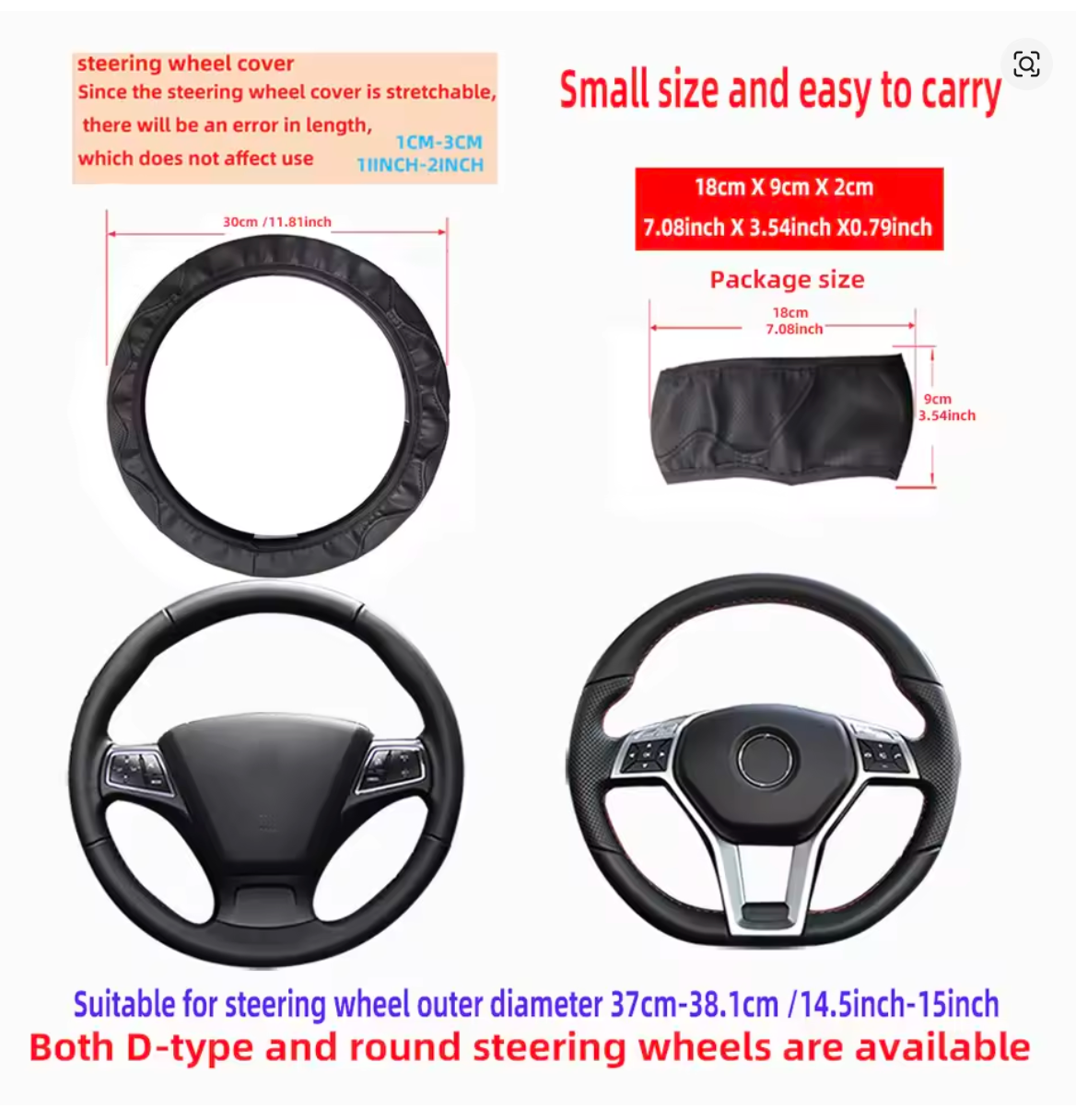 Premium Leather Car Steering Wheel Cover Non-Slip Auto Vehicle Wheel Cover - Delicate Leather