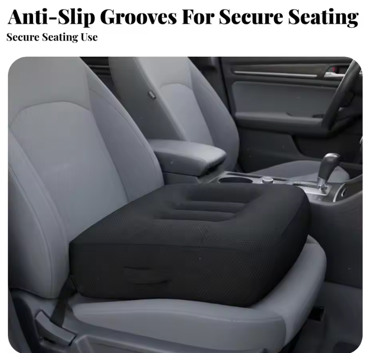 Car Seat Height Boost Cushion – Ergonomic and Breathable for Car, Office, and Home Use - Delicate Leather
