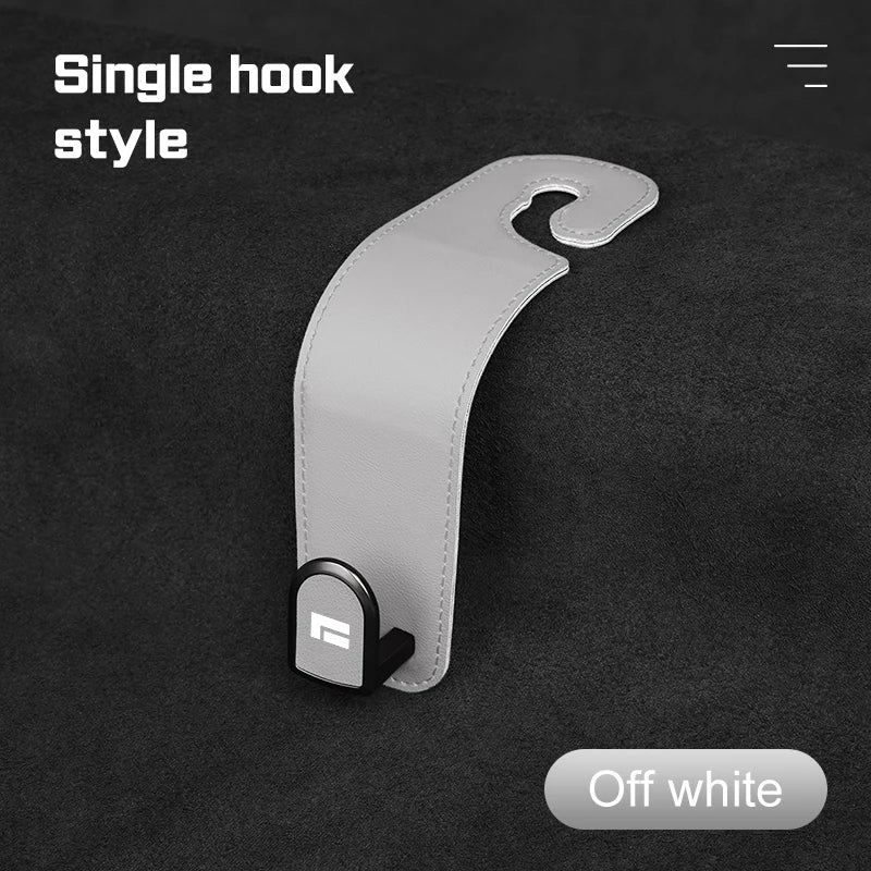 Leather Car Seat Headrest Hook – Auto Seat Back Hanger for Storage & Organization - Delicate Leather  