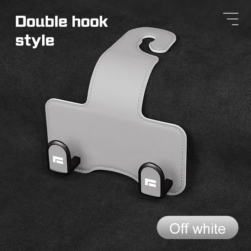 Leather Car Seat Headrest Hook – Auto Seat Back Hanger for Storage & Organization - Delicate Leather  