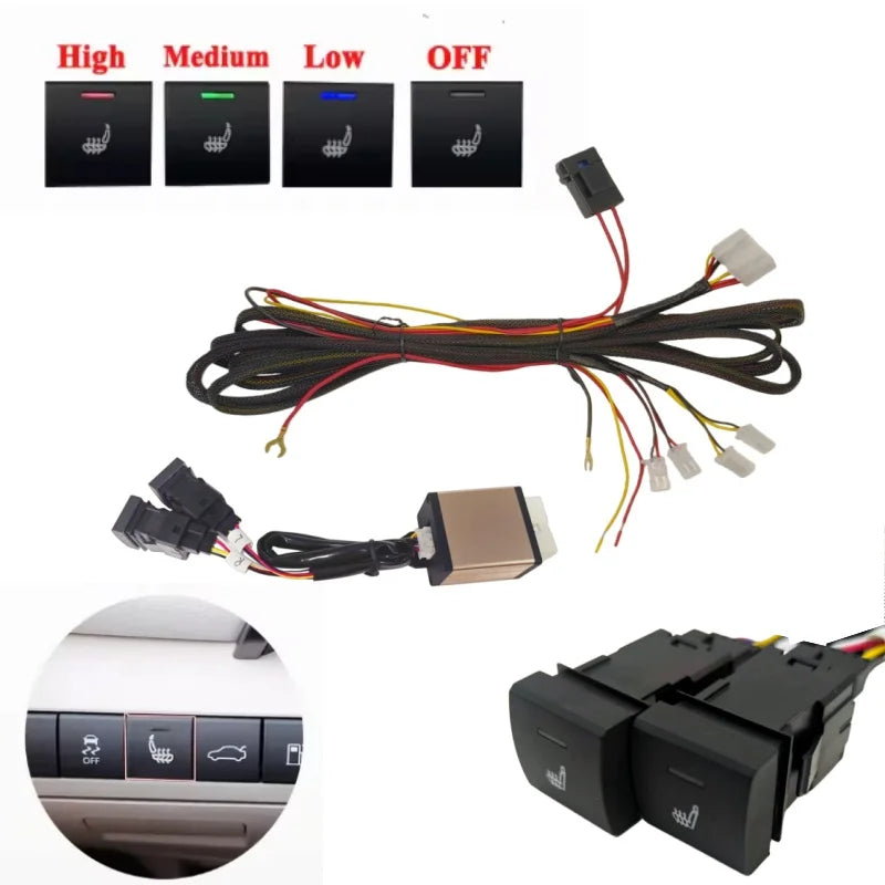 Universal 12V Built-In Car Seat Heater Kit – 2-Seat Heating Pads with 3-Level Control - Delicate Leather