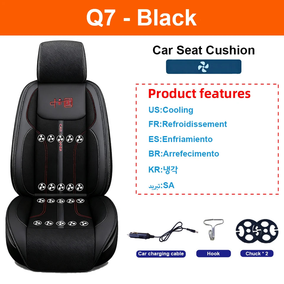 3-in-1 Cooling, Heating & Massage Car Seat Cushion – 12V Ventilated All-Season Seat Cover - Delicate Leather