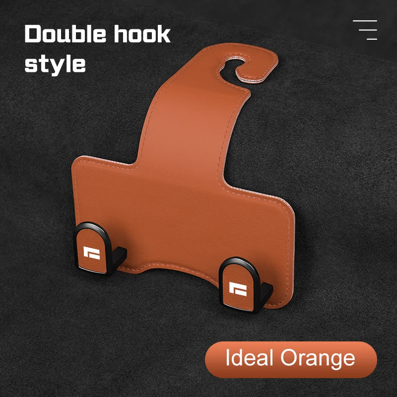 Leather Car Seat Headrest Hook – Auto Seat Back Hanger for Storage & Organization - Delicate Leather  