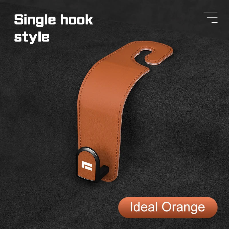 Leather Car Seat Headrest Hook – Auto Seat Back Hanger for Storage & Organization - Delicate Leather  