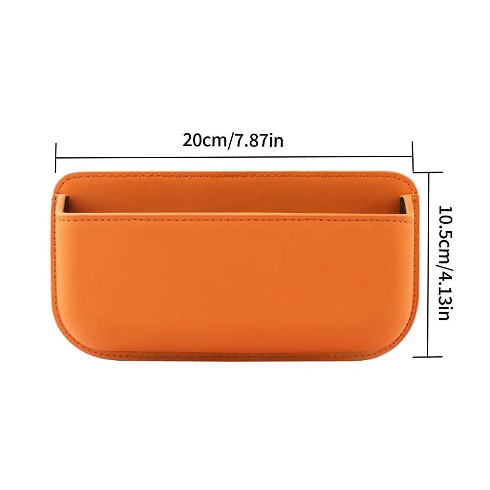 PU Leather Car Side Storage Box – Universal Self-Adhesive Seat Gap Organizer and Sunglass Holder for Vehicle Interior - Delicate Leather  