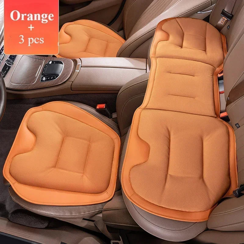 Luxury Breathable Ice Silk Car Seat Cover – Full Set Universal Anti-Slip Seat Cushion - Delicate Leather  
