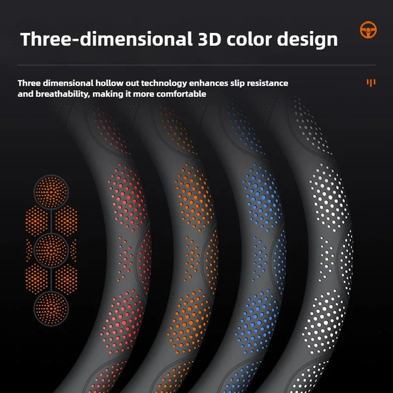 Car Steering Wheel Cover, Universal 38cm O/D Shape Leather Steering Wheel Cover – Car Interior Anti-Slip Accessory - Delicate Leather  