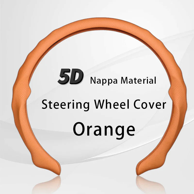 Ultra-Thin Nappa Leather Steering Wheel Cover with Breathable Strap Holes Non-Slip Universal Fit - Delicate Leather  