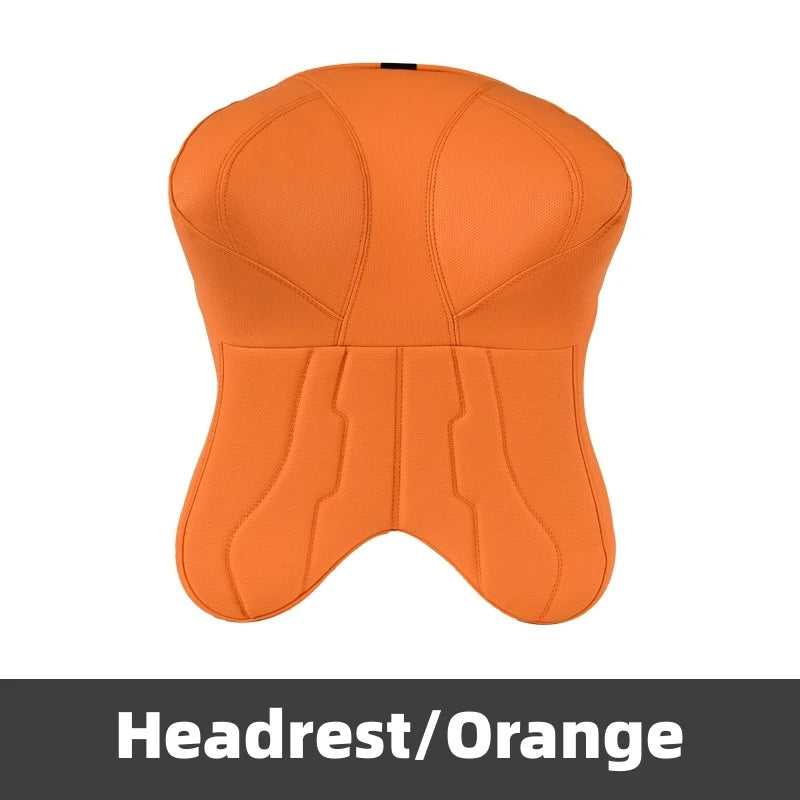 New Car Neck Pillow & Lumbar Support - Breathable Leather Seat Anti-slip Protective Cushion - Business Luxury Car Interior Headrest - Delicate Leather  
