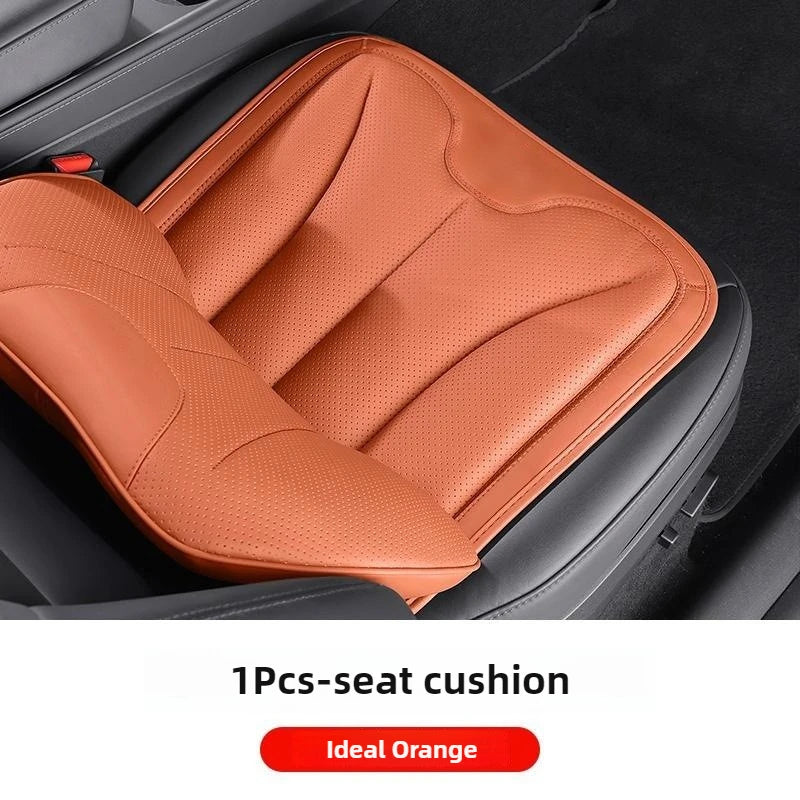 Car Neck Pillow & Lumbar Support – Universal Memory Foam Cushion with Nappa Leather Cover, Ergonomic Vehicle Back Support - Delicate Leather  