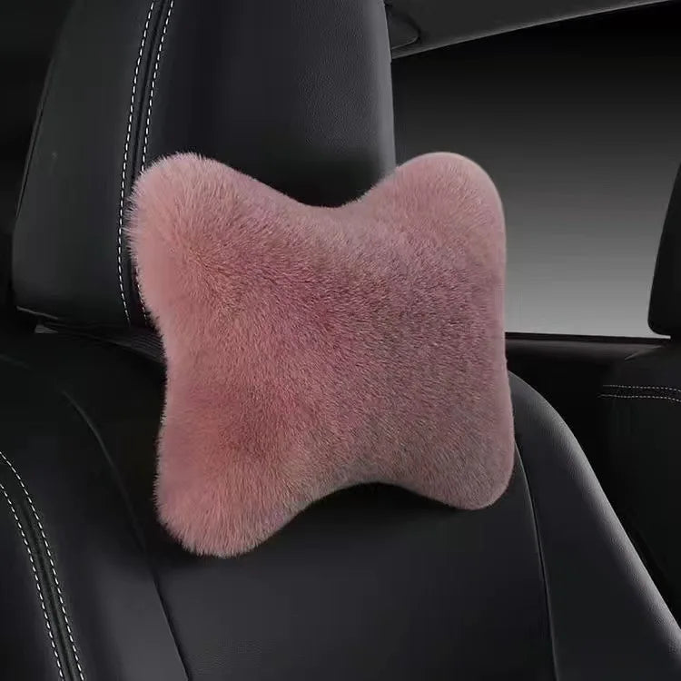 Car Headrest Pillow – Soft Plush Comfort Cushion for All-Season Ergonomic Support - Delicate Leather