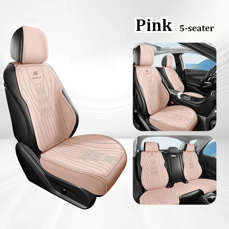 Premium Perforated Suede Car Seat Covers – Custom Fit, Full Wrapping, Multi-Model - Delicate Leather  
