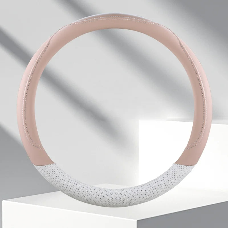 New Car Steering Wheel Cover - Four Seasons Thin PU Leather, Non-Slip, Wear-Resistant, Sweat-Absorbent - Delicate Leather  