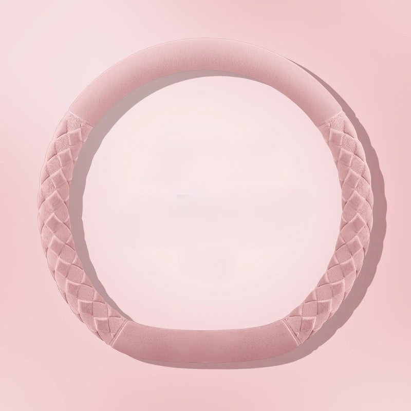 Fuzzy Steering Wheel Cover – Universal Winter Plush Anti-Slip Handle Protector - Delicate Leather  