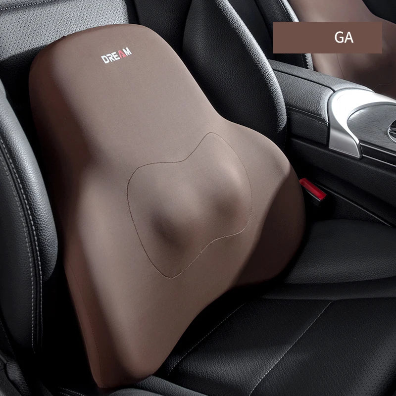 Memory Foam Car Neck & Lumbar Support Pillow – Adjustable Seat Headrest Cushion - Delicate Leather  