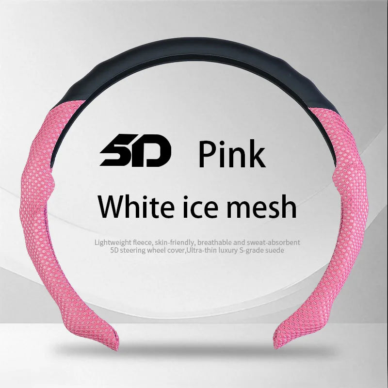 5D Honeycomb Mesh Steering Wheel Cover – Ultra-Thin Breathable Non-Slip Grip, Universal Fit Interior Accessory - Delicate Leather  