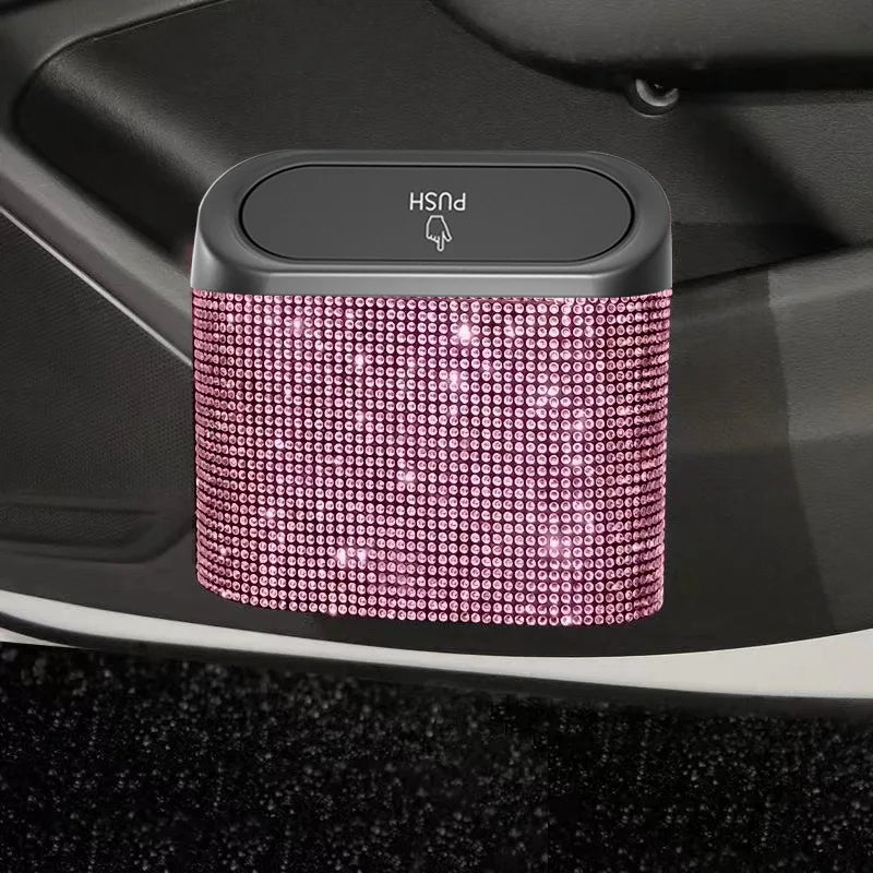 Car Door Trash Bin – Compact Plastic Garbage Can with Umbrella Storage, Seat Back Organizer - Delicate Leather  