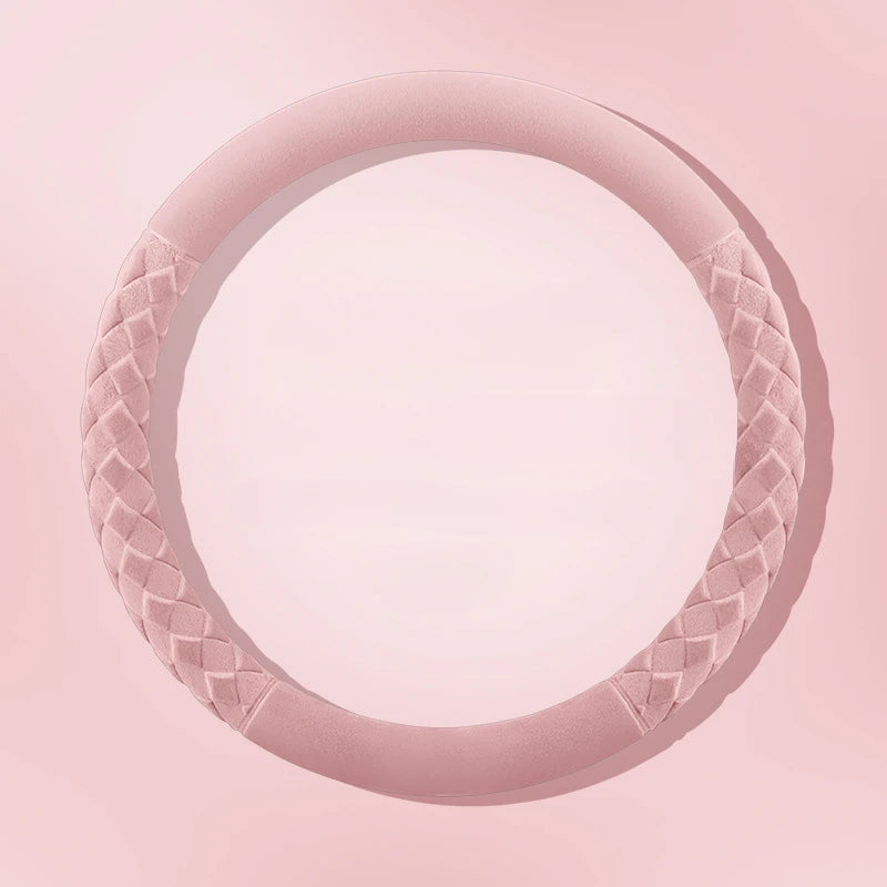 Fuzzy Steering Wheel Cover – Universal Winter Plush Anti-Slip Handle Protector - Delicate Leather  