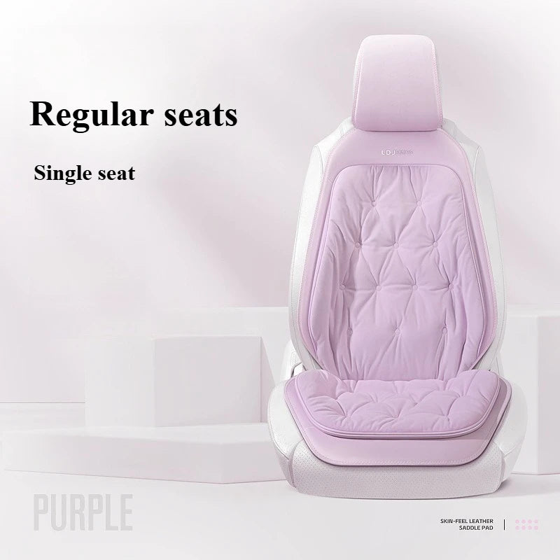 Cute Plush Car Seat Covers Full Set – Universal Four-Season Car Seat Protection Cushion - Delicate Leather  