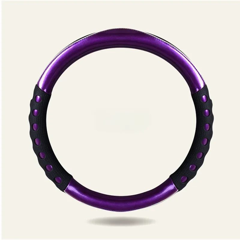 High-Quality PU Leather Steering Wheel Cover – 38CM Universal Fit, Dazzle Color Car Steering Wheel Protector, Anti-Slip Grip for All Seasons - Delicate Leather  