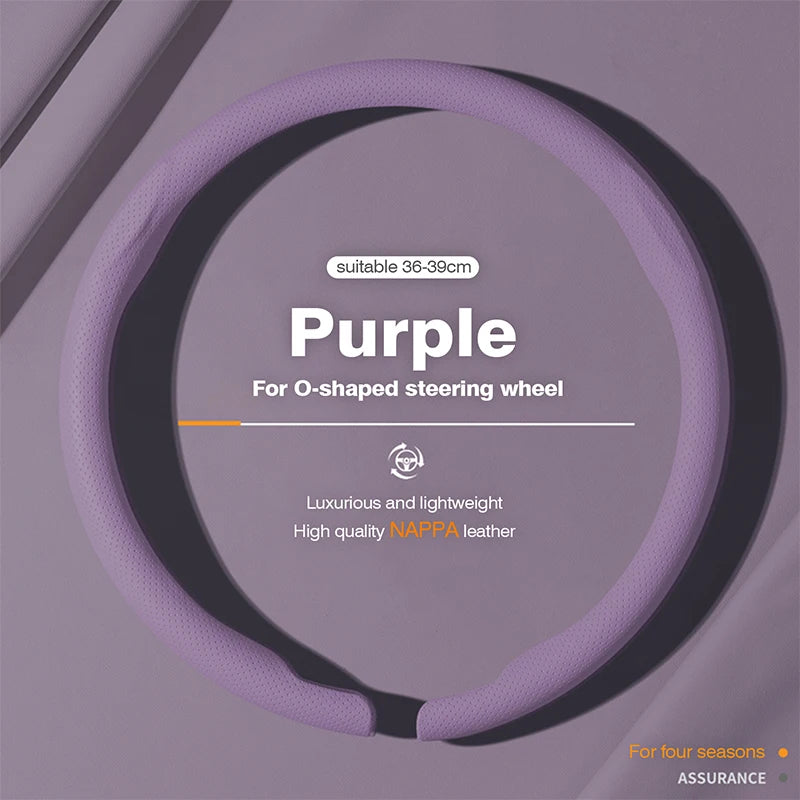 Ultra-Thin Nappa Leather Steering Wheel Cover – Breathable Non-Slip Protector - Delicate Leather  