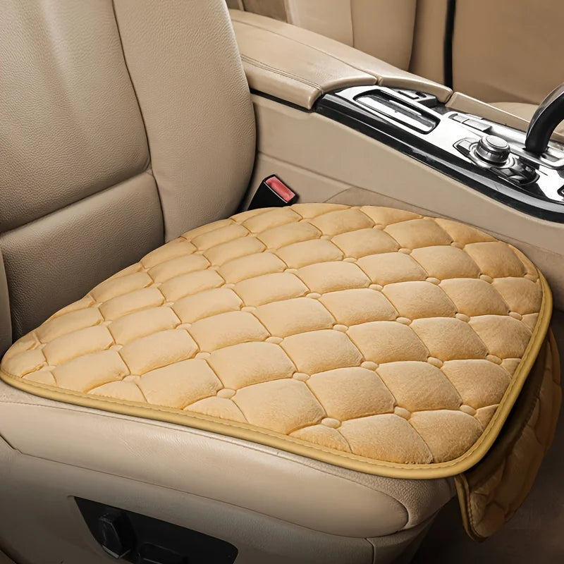 Warm Car Seat Cushion – Short Plush Thickened Seat Pad for Comfortable Driving - Delicate Leather  