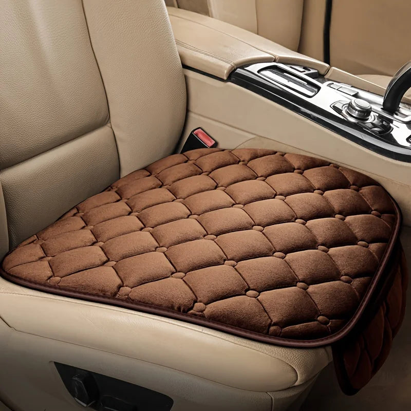 Warm Car Seat Cushion – Short Plush Thickened Seat Pad for Comfortable Driving - Delicate Leather  