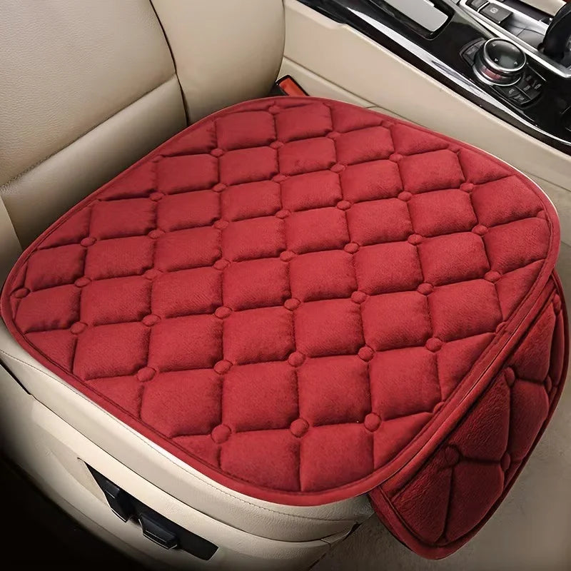 Warm Car Seat Cushion – Short Plush Thickened Seat Pad for Comfortable Driving - Delicate Leather  