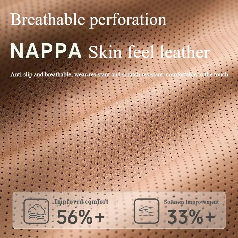 2025 Premium Nappa Leather Universal Car Seat Cushion – Breathable Perforated Design for All-Season Comfort – All-Season Universal Accessory - Delicate Leather  