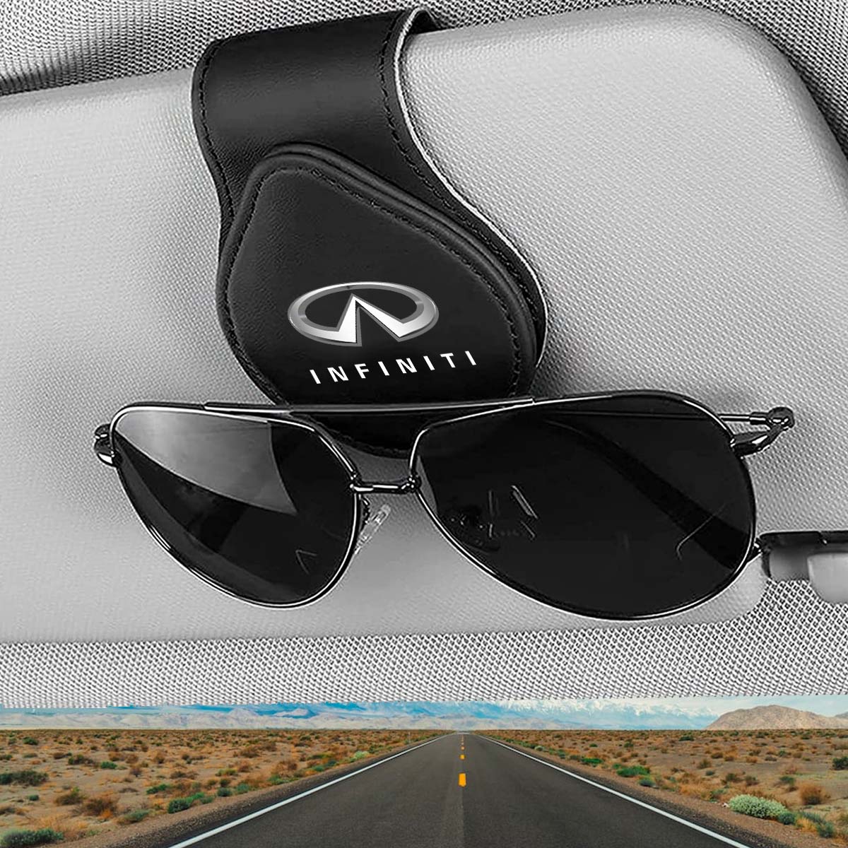 Car Sunglasses Holder, Custom For Your Cars, Magnetic Leather Glasses Frame 2023 Update IN13995 - Delicate Leather